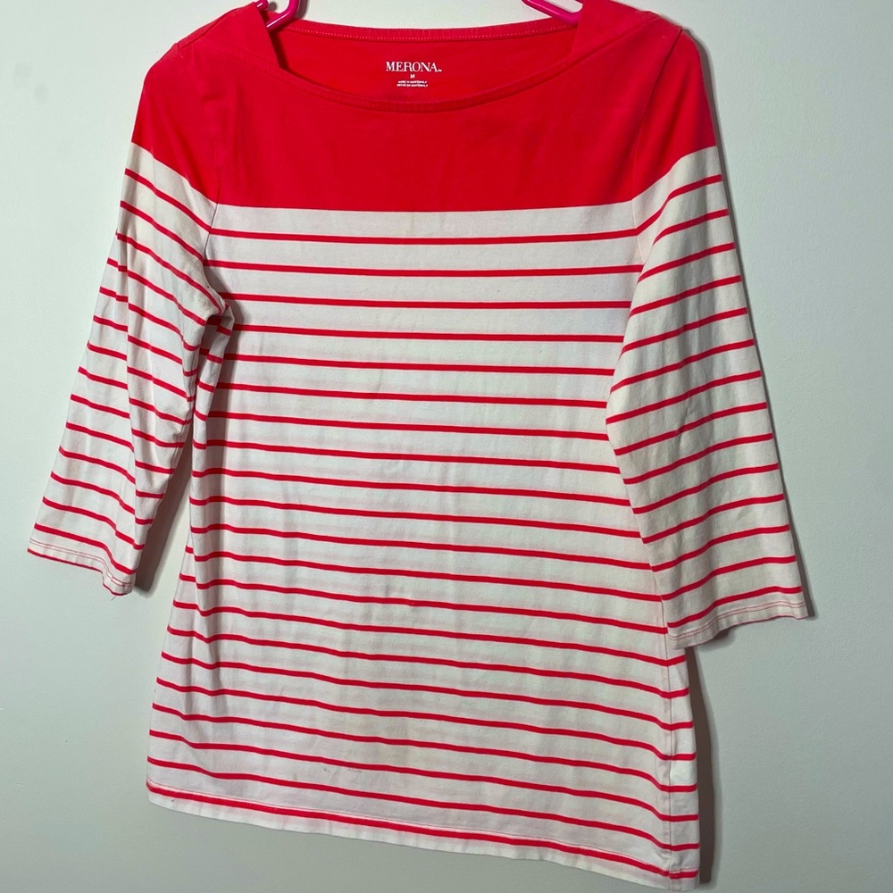 Merona stripped red and white cotton shirt top. Medium